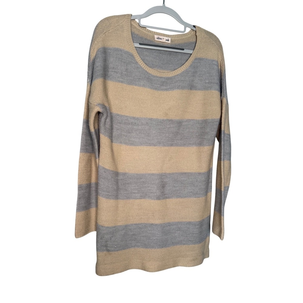 Olive & Oak striped tunic sweater blue and beige Acrylic